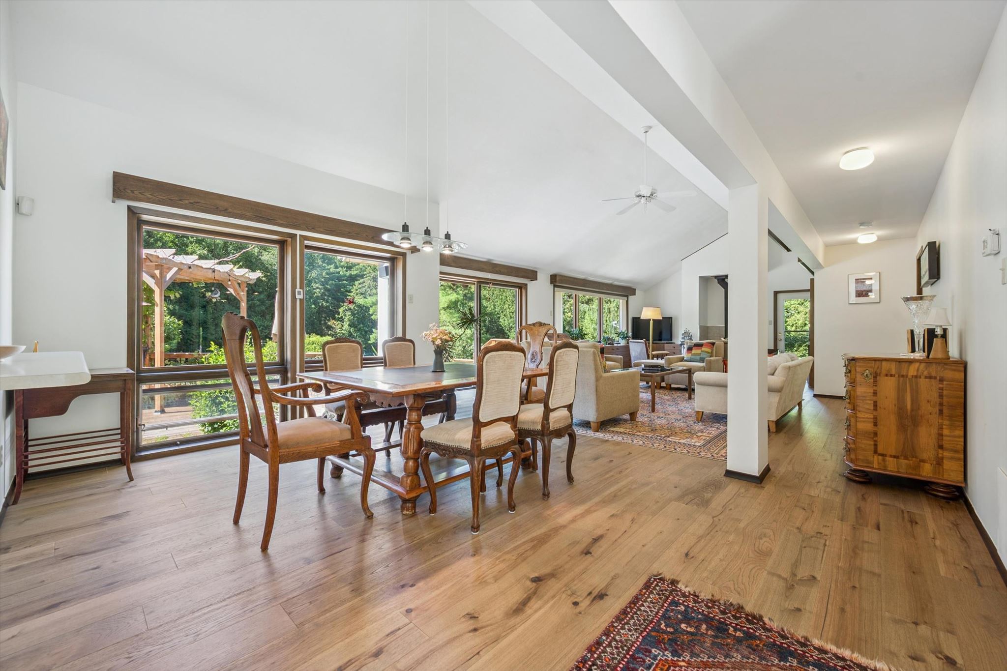 Dining room opening into the 40-foot principal room