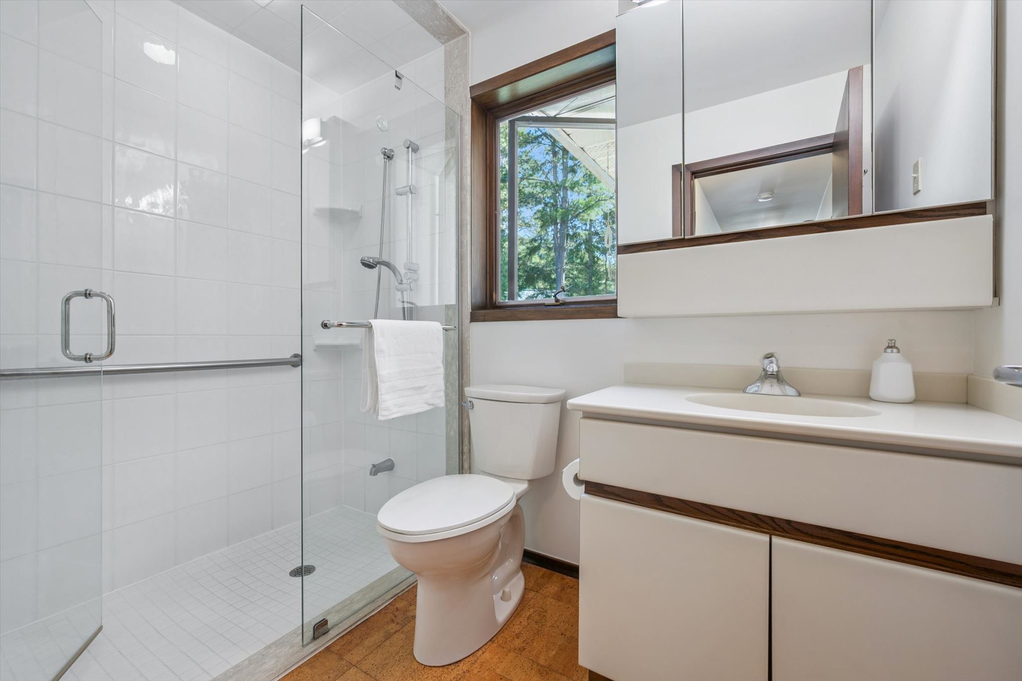 Main floor bathroom with glass shower