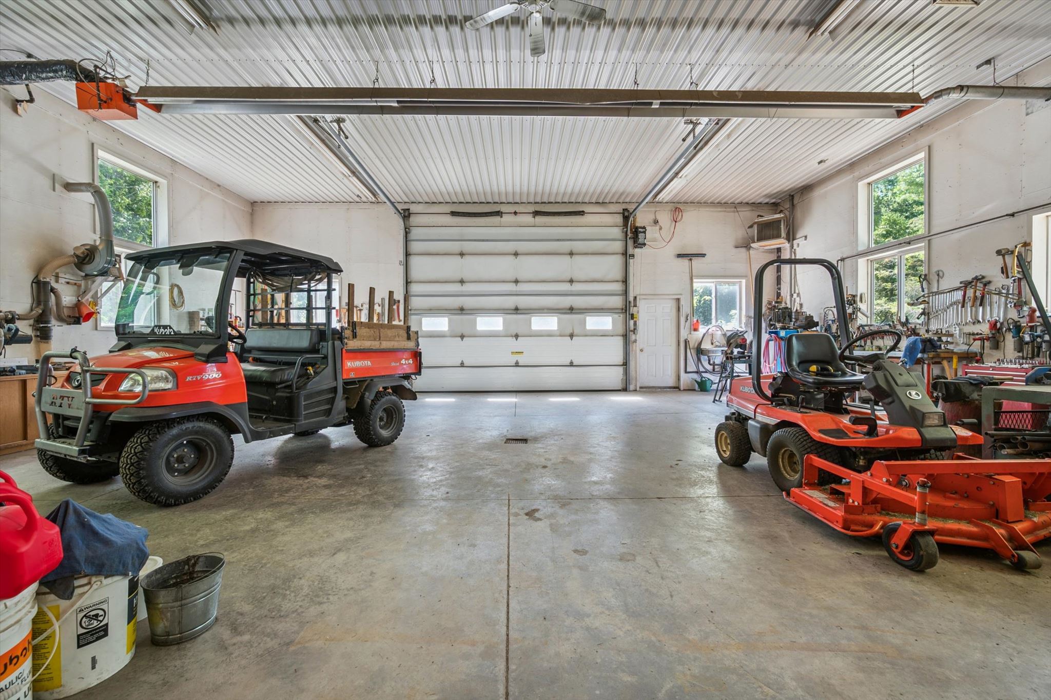 The workshop, with room to work around the machinery